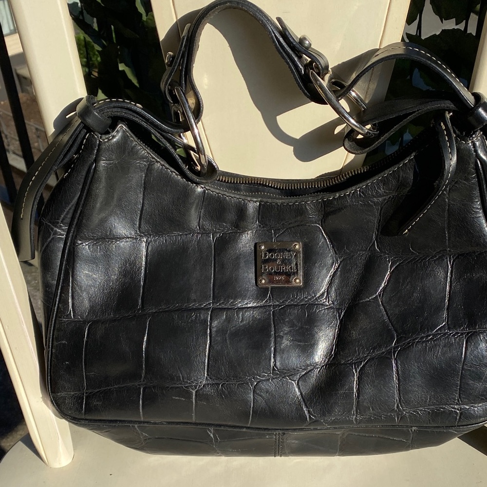 Dooney & Bourke Black Croc-Embossed Shoulder Bag
